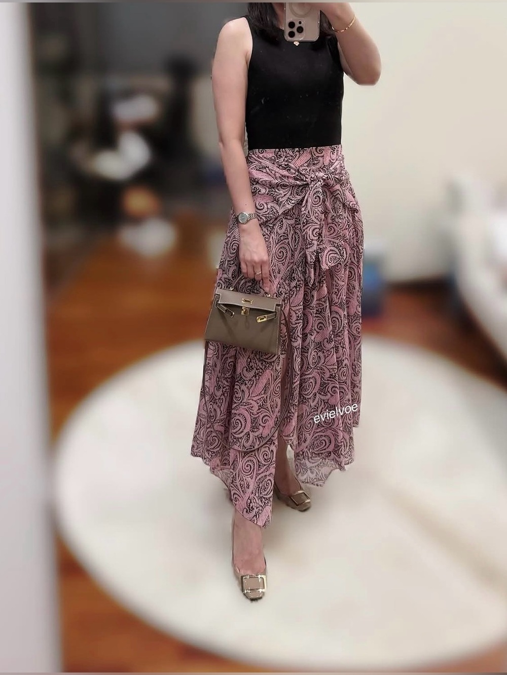 Maje Pink Paisley Midi Wrap Dress